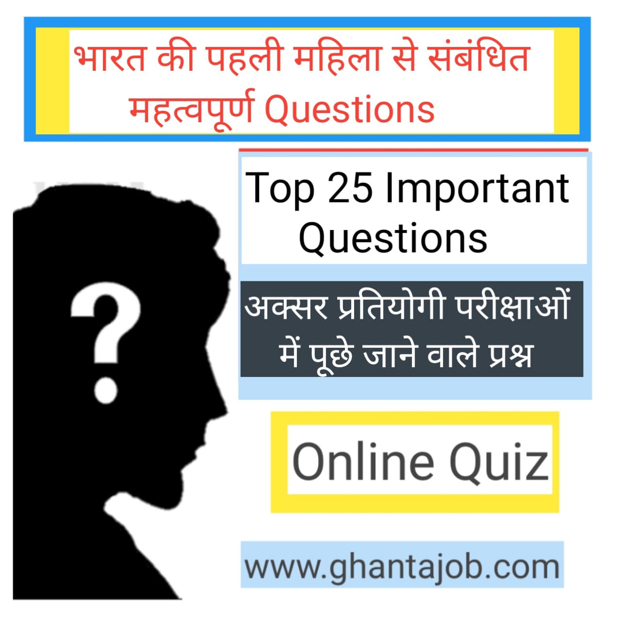 भारत की पहली महिला से संबंधित महत्वपूर्ण Questions