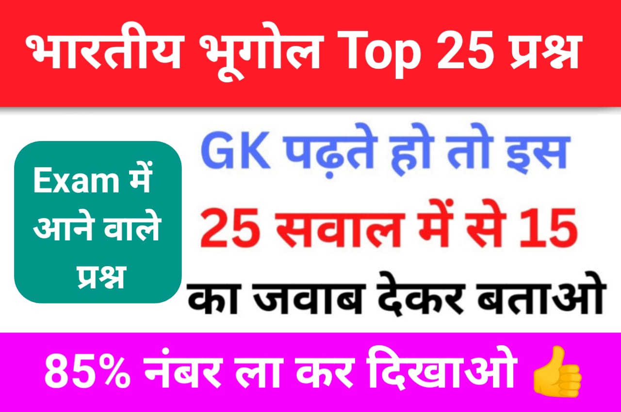 भारत का भूगोल ( Indian Geography ) GK Questions Online