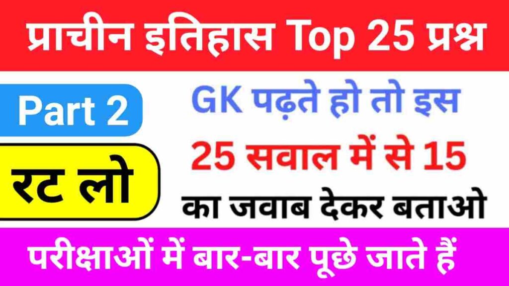 Ancient History Questions Quiz in Hindi