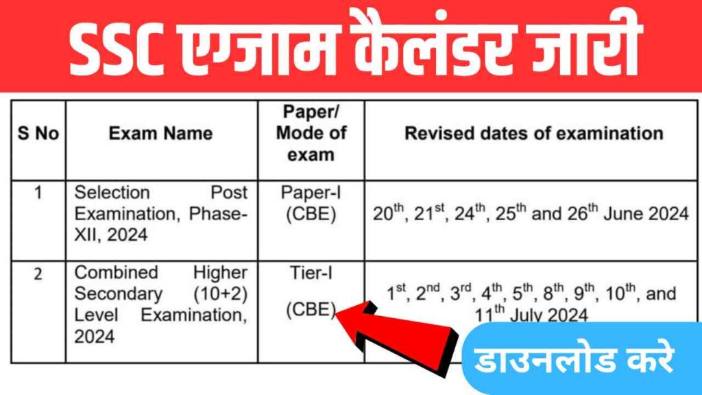 SSC New Calendar