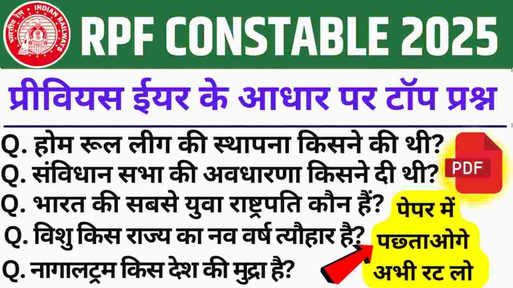 RPF Constable 2025 Mock Test