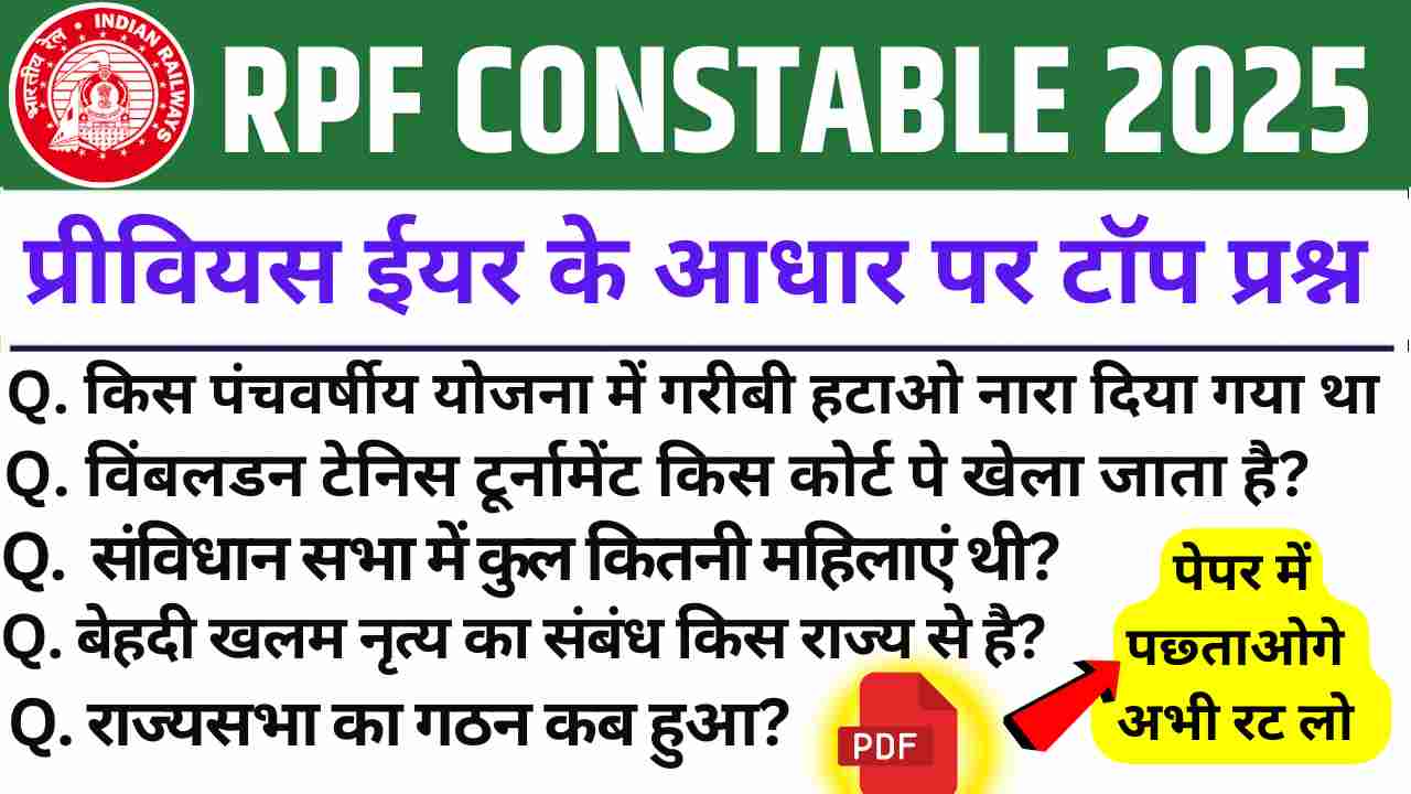 RPF Constable 2025 Mock Test SET-2 for CBT