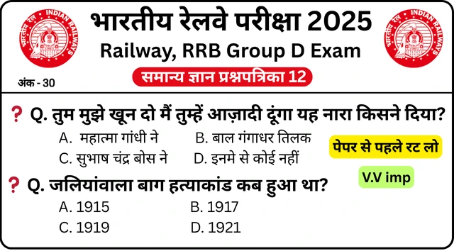 RRB Group D Exam History Mock Test SET-12