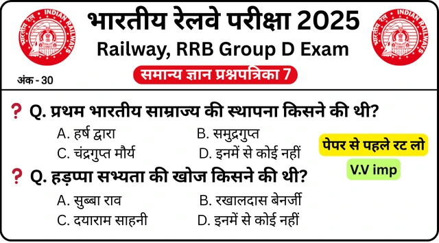RRB Group D Exam History Mock Test SET-7