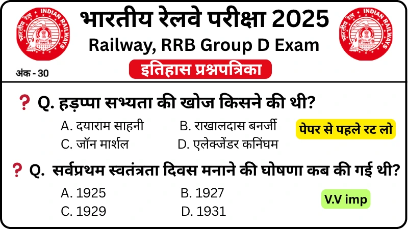 RRB Group D Exam History Practice Set-1 for Railway Group D CBT Exam 