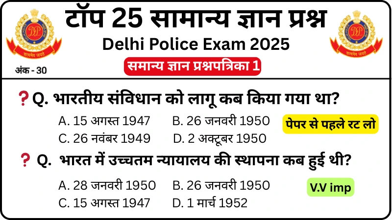 Delhi Police 2025 Practice Set 1: Free Mock Test for CBT Exam